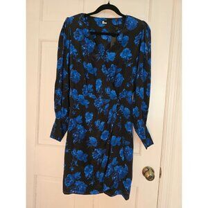 The Kooples Dot & Rose Print Silk Wrap Dress, Size FR 2